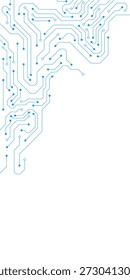 Tecnología Electrónica de la placa de circuito en el fondo blanco. Placa base de ordenador con microchip y procesador. Ilustración vectorial