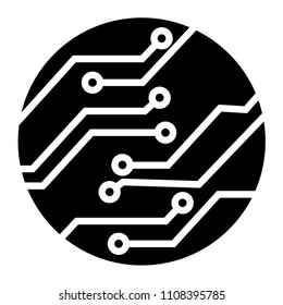 Electronic circuit board technology symbol vector, digital technologies abstraction. Flat design style.
