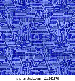 Electronic circuit board. Tileable seamless repeating vector background. Continuous pattern left, right, up and down