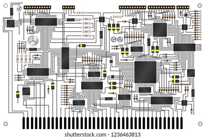 electronic circuit board vector background, elecrical parts, circuit boar