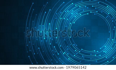 Electronic circuit design with circular style on dark blue background.