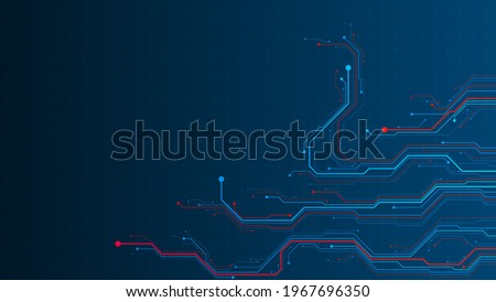 Electronic circuit design on a dark blue background.