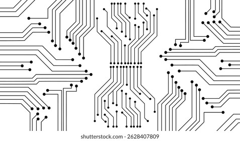 Electronic circuit with empty space on white background. 
