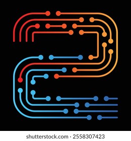 Electronic circuit forming number two, representing technology and digital innovation