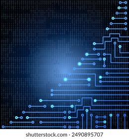 Electronic circuit glowing background. High tech concept. Digital template. 