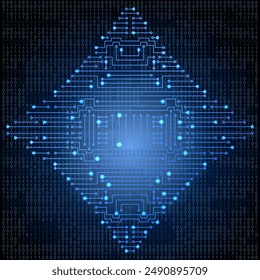 Electronic circuit glowing background. High tech concept. Digital template. 
