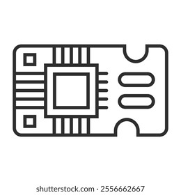Electronic circuit icon, Electric component symbol outline icon, editable vector illustration and transparent graphic element. Isolated on white background