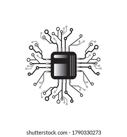 plantilla de diseño de línea de iconos de circuito electrónico vectorial