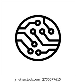 Electronic Circuit Icon, Printed Conductive Wire Traces Circuit Vector Art Illustration