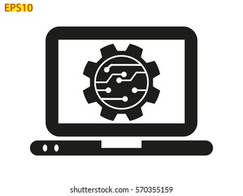 electronic circuit, laptop, gift, icon, vector illustration eps10
