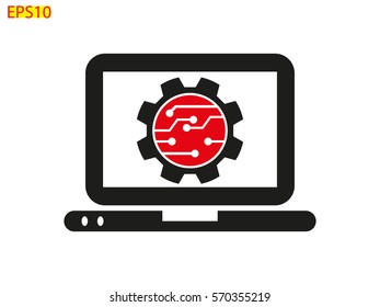electronic circuit, laptop, gift, icon, vector illustration eps10
