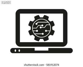 electronic circuit, laptop, gift, icon, vector illustration eps10