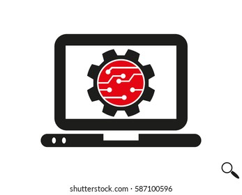 electronic circuit, laptop, gift, icon, vector illustration eps10