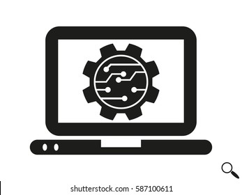electronic circuit, laptop, gift, icon, vector illustration eps10