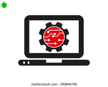 electronic circuit, laptop, gift, icon, vector illustration eps10