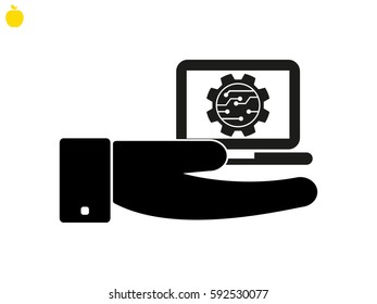 electronic circuit, laptop, gift, icon, vector illustration eps10