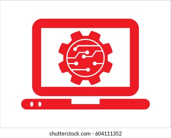 electronic circuit, laptop, gift, icon, vector illustration eps10