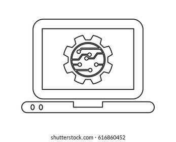 electronic circuit, laptop, gift, icon, vector illustration eps10