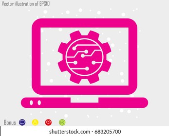 electronic circuit, laptop, gift, icon, vector illustration eps10