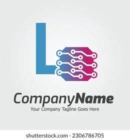 Electronic and circuit logo template. Coding school vector design. Computer science logotype