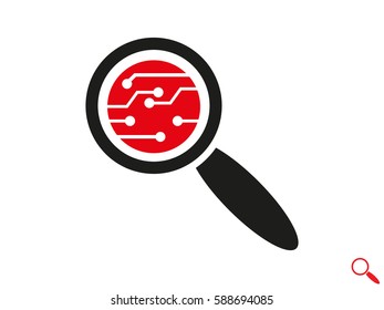 electronic circuit, magnifier, icon, vector illustration eps10