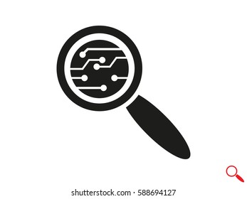 electronic circuit, magnifier, icon, vector illustration eps10