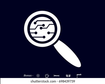 electronic circuit, magnifier, icon, vector illustration eps10