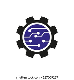 electronic circuit, micro, board, gear, repair, vector icon, eps10