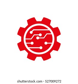 electronic circuit, micro, board, gear, repair, vector icon, eps10