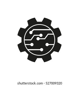 electronic circuit, micro, board, gear, repair, vector icon, eps10