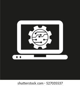 electronic circuit, micro, board, gear, repair, vector icon, eps10