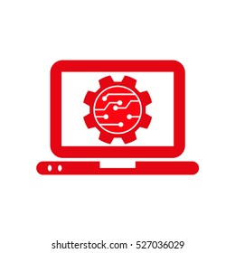 electronic circuit, micro, board, gear, repair, vector icon, eps10