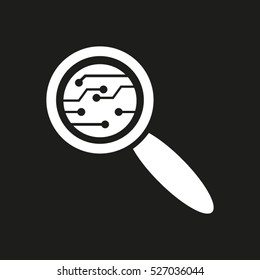 electronic circuit, micro, board, gear, repair, vector icon, eps10