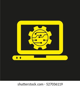 electronic circuit, micro, board, gear, repair, vector icon, eps10