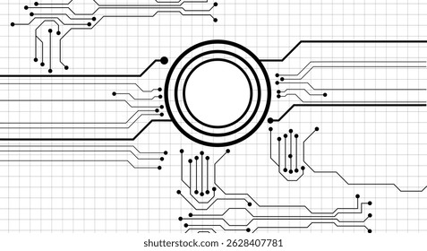 Electronic circuit on white background stock illustration.