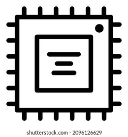 Electronic Circuit Processor Flat Icon Isolated On White Background