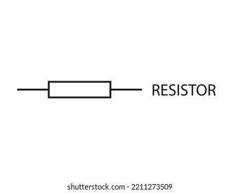 Electronic circuit resistor symbols. Illustration of basic circuit symbols. Electrical symbols, study content of physics students. Vector illustration.