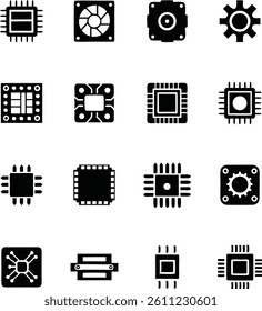 Electronic Circuit Silhouette Vector Icons