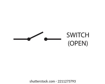 Electronic circuit switch(open) symbols. Illustration of basic circuit symbols. Electrical symbols, study content of physics students. Vector illustration.