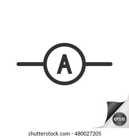 Electronic circuit symbols. Amp meter.