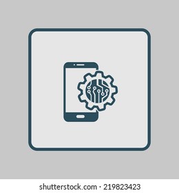 Electronic circuit of technological device. Technology scheme square symbol. 