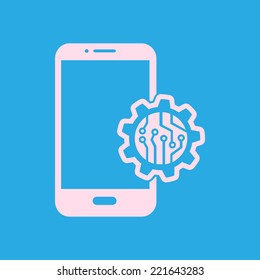 Electronic circuit of technological device. Technology scheme square symbol. 