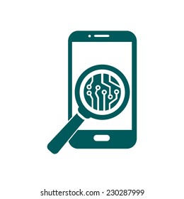 Electronic circuit of technological device. Technology scheme square symbol. 