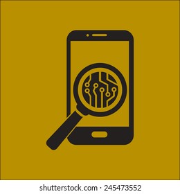 Electronic circuit of technological device. Technology scheme square symbol. 