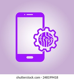Electronic circuit of technological device. Technology scheme square symbol. 