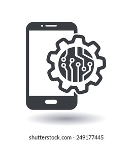 Electronic circuit of technological device. Technology scheme square symbol. 