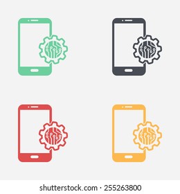Electronic circuit of technological device. Technology scheme square symbol. 