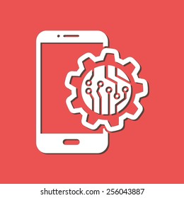 Electronic circuit of technological device. Technology scheme square symbol. 