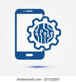 Electronic circuit of technological device. Technology scheme square symbol. 