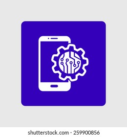 Electronic circuit of technological device. Technology scheme square symbol. 